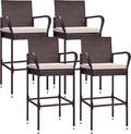 VIVOHOME 4 Packs Outdoor Wicker Barstool Patio Rattan Furniture by VIVOHOME