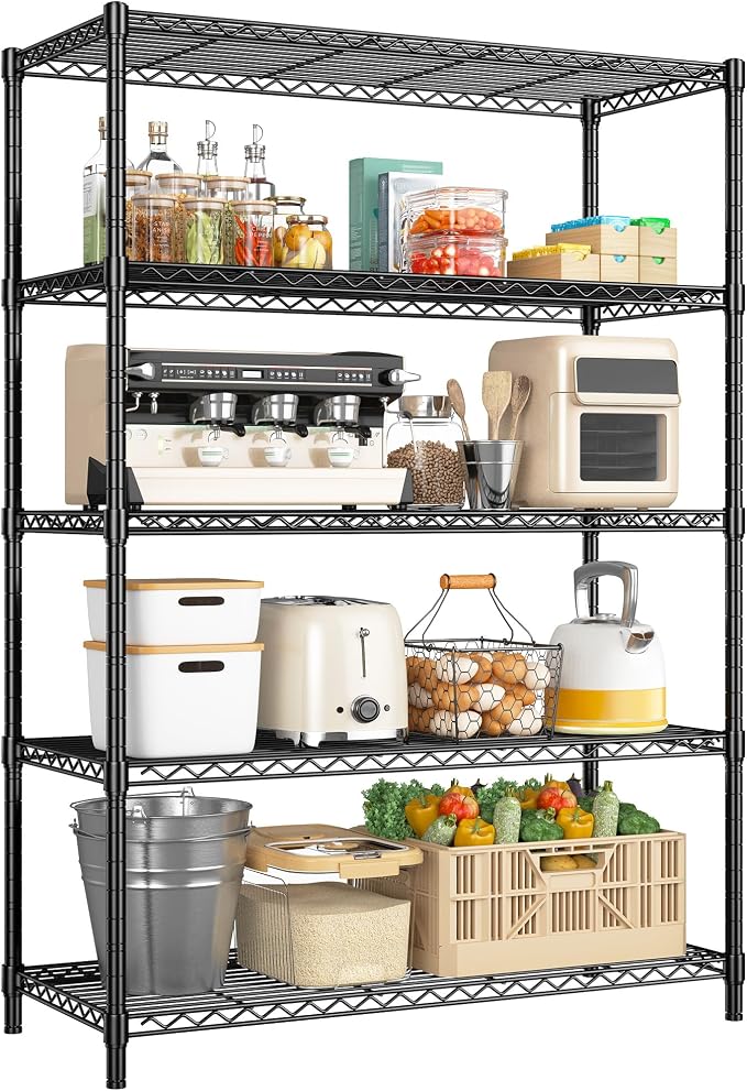 5 Tier Storage Shelves 71"H Wire Shelving Adjustable Metal Shelving, 1000LBS by Romorgniz