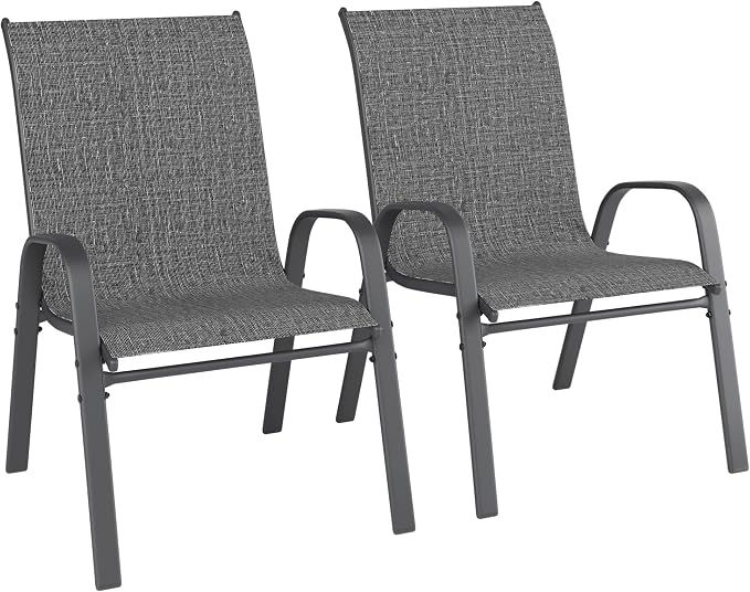 Patio Chairs Set of 2, Outdoor Dining Chairs Stackable - Image 7