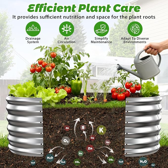 17" Tall Outdoor Garden Raised Garden Bed Kits, 4ft X 2ft Oval, 0.8MM Thick - Image 3