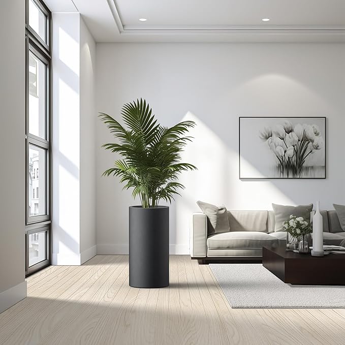 Kante 27.8 Inch Tall Cylindrical Planter, Large Round Plant Pots - Image 3
