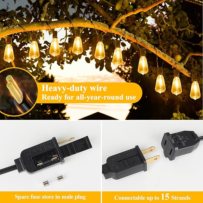 Brightever LED Outdoor String Lights 100FT Patio Lights - Image 6