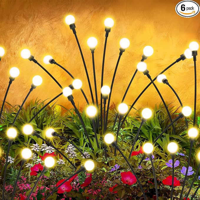 ALSO GO Solar Lights Outdoor, 6 Pack 48 LEDs Firefly Lights, Waterproof Solar by ALSOGO