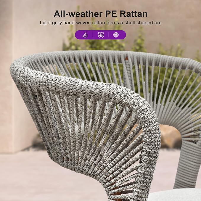 PURPLE LEAF 5 Pieces Oversize Round Patio Dining Set Outdoor Furniture - Image 3