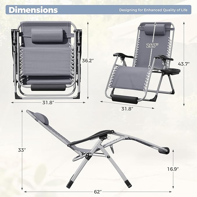 Homall Oversized Zero Gravity Chair, 32In Recliner Lounge Chair - Image 2