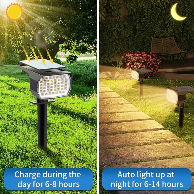Solar Spot Lights Outdoor 2 Pack, Solar Landscape Spotlights Waterproof - Image 3