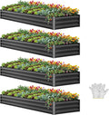 YITAHOME 4pcs 12x4x1 ft Galvanized Raised Garden Bed Kit, Large Metal Planter by YITAHOME