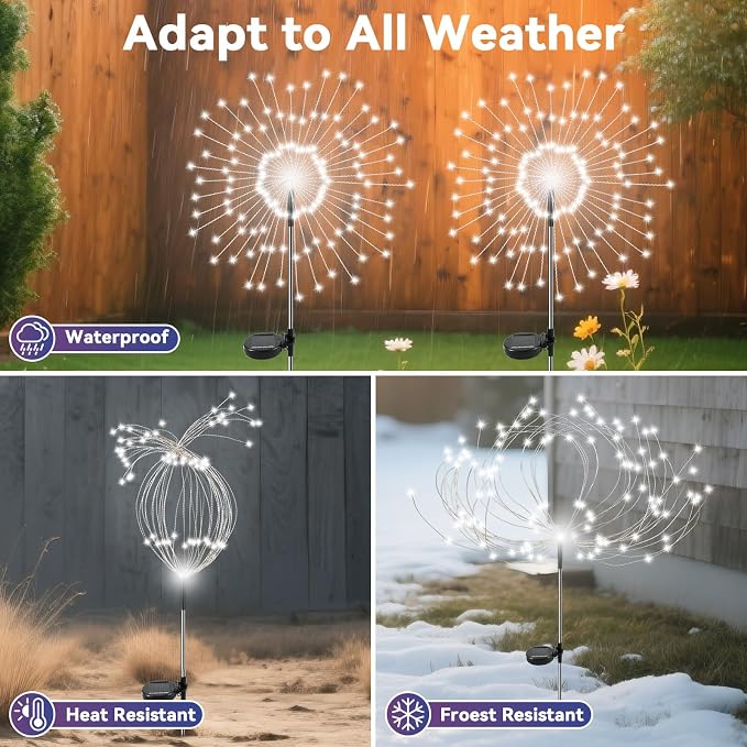 Garden Outdoor Lights, 2 Pack 120 LED Solar Garden Lights Fairy Lights Outdoor - Image 3