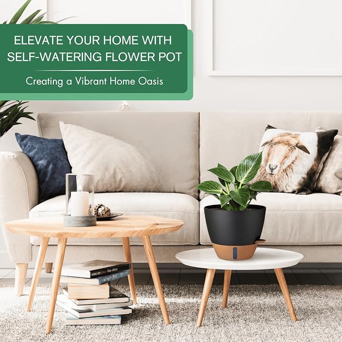 2 Pack 10 inch Plant Pots, PP Plastic Self Watering Plant Pot - Image 5