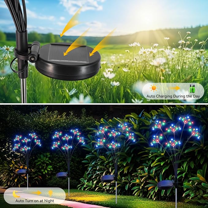 Solar Garden Lights 2 Pack Waterproof Solar Swaying Starburst Light Outdoor - Image 5