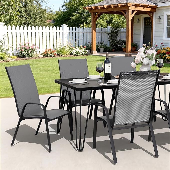JEAREY Patio Dining Chairs Set of 4, Outdoor Stackable Dining Furniture Set - Image 4