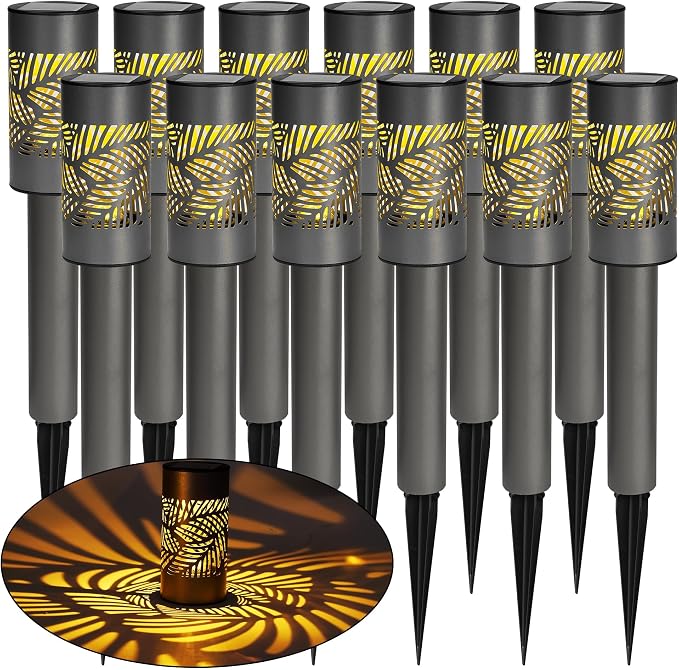 Dazzle Bright Solar Pathway Lights Outdoor, 12 Pack LED Warm White Waterproof by DazzleBright