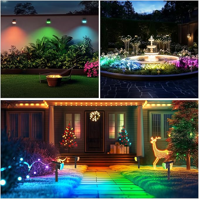 Linkind RGB Solar Spot Lights Outdoor Waterproof IP67, 60 LED 10 Lighting Modes - Image 4