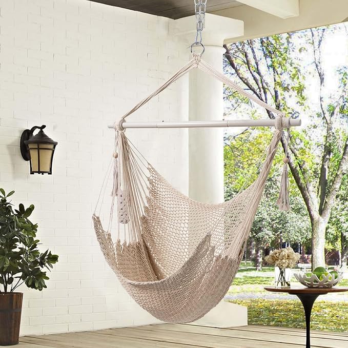 Lazy Daze Hammocks Chair Caribbean Hanging Rope Swing Chair, Soft-Spun Cotton - Image 3