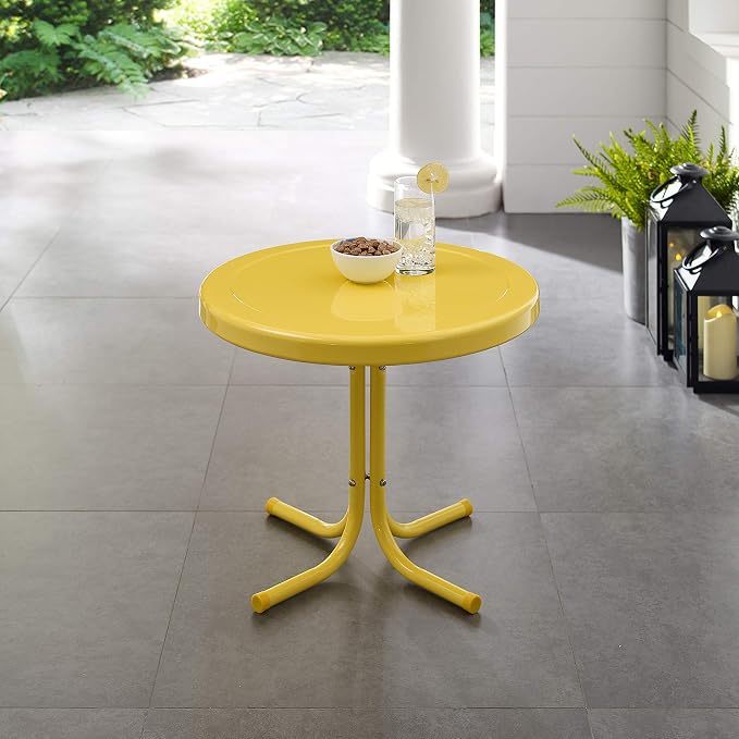 Crosley Furniture Griffith Weather Resistant Retro Metal Outdoor Side Table - Image 8