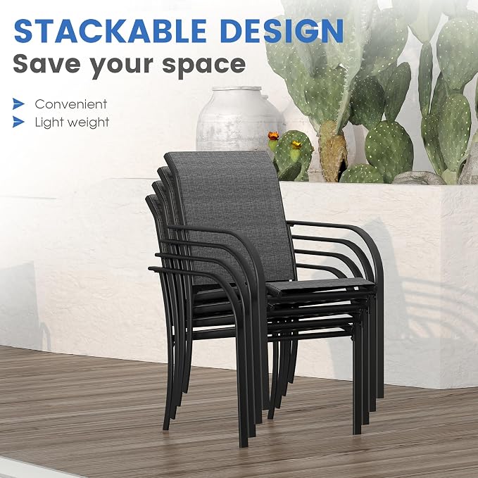 VICLLAX 5 Pieces Patio Dining Set, Outdoor Furniture Set Includes 1 Square - Image 3