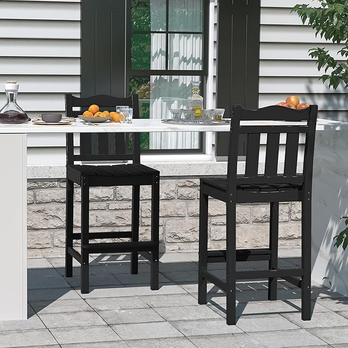 nalone Outdoor Bar Stool, HDPE Tall Adirondack Chair Bar Chair, Weather - Image 2