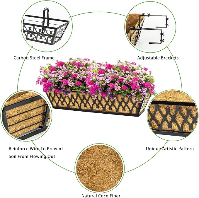 6 Pack 30 Inch Window Boxes Planters Railing Planter Box - Image 3