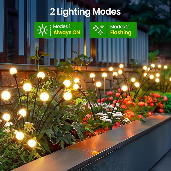 LETMY Solar Lights Outdoor, 4 Pack 32 LED Swaying Solar Garden Lights, Firefly - Image 4