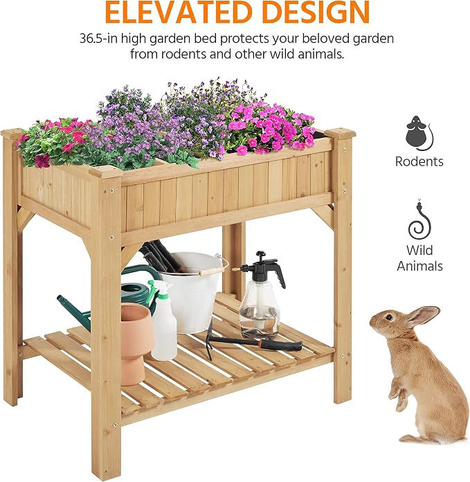 Yaheetech 36'' Hx25'' Wx37'' L Raised Garden Bed 8 Pocket Herbs Garden Planter - Image 5