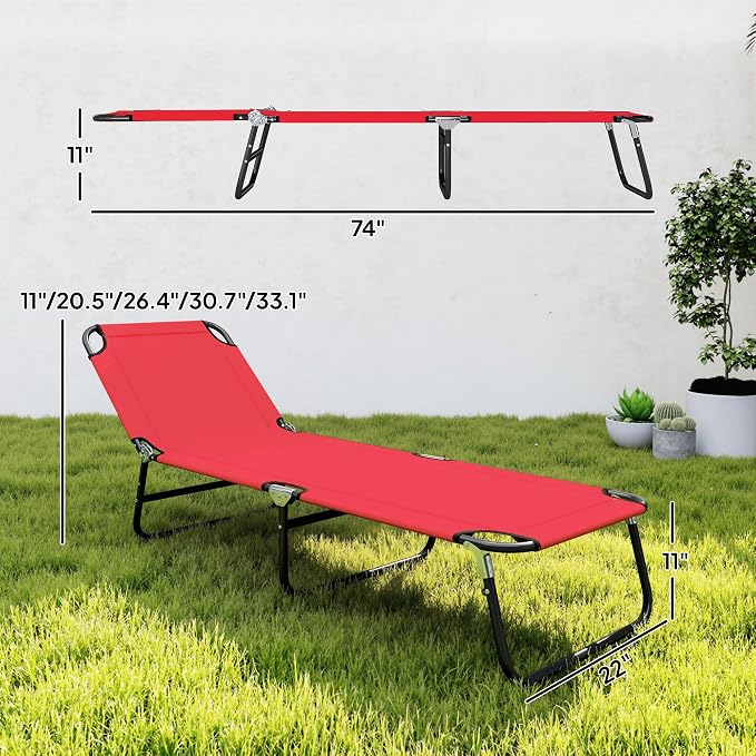 Outsunny Folding Chaise Lounge Pool Chairs, Outdoor Sun Tanning Chairs - Image 7