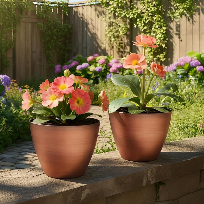 2 Pack Plastic Plant Pots with Drainage Holes, 8 inch Planter - Image 6