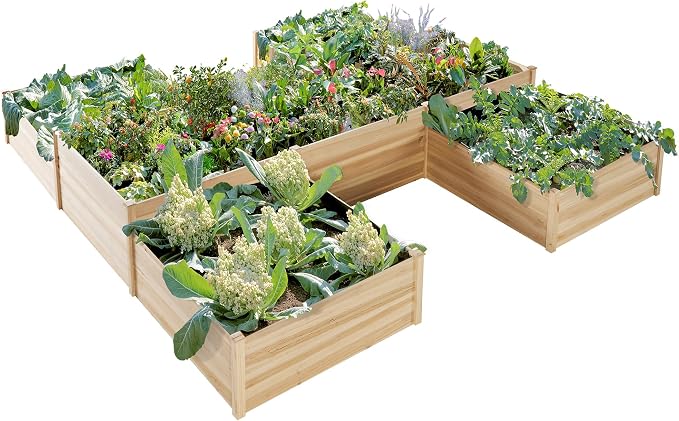 AMERLIFE Raised Garden Bed – 12x12x2 ft H-Shaped Wooden Planter Box, 180 Cu. Ft - Image 8