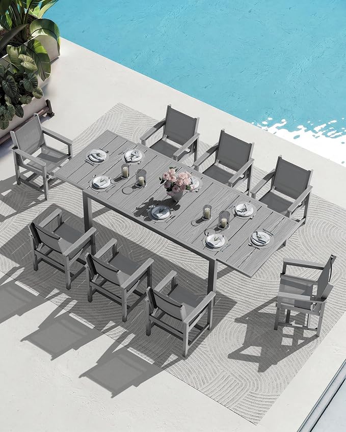 SERWALL 7-Piece Patio Dining Sets, All Weather HDPE Patio Furniture Set - Image 9