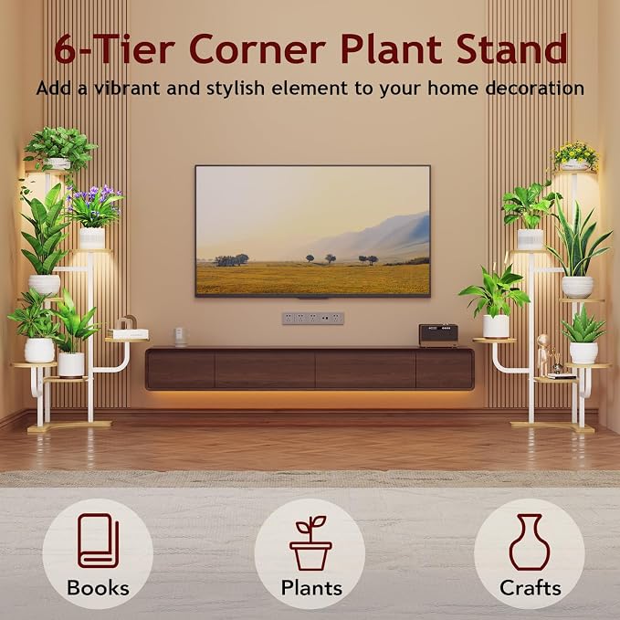 Corner Plant Stand with Grow Light - Image 3