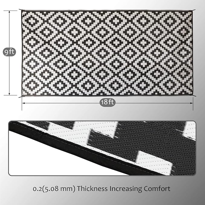 SAND MINE Waterproof Outdoor Rug 9x18 ft, Plastic Straw Rug, Modern Area Rug - Image 2
