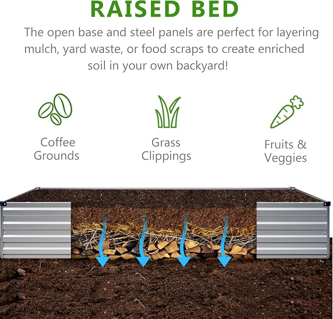 2PCS 8x4x1ft Galvanized Raised Garden Bed Kit, Metal Planter Box - Image 3