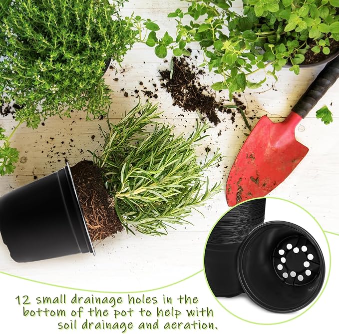 Anyumocz 120Pcs 0.5 Gallon Plant Nursery Pots, Plastic Pots - Image 6