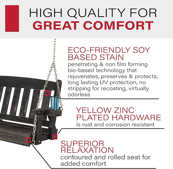 Amish Casual Heavy Duty 800 Lb Mission Treated Porch Swing - Image 4