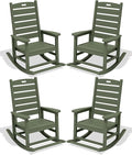 SERWALL Outdoor Rocking Chair Set of 4, Oversized HDPE Patio Rocking Chair by SERWALL