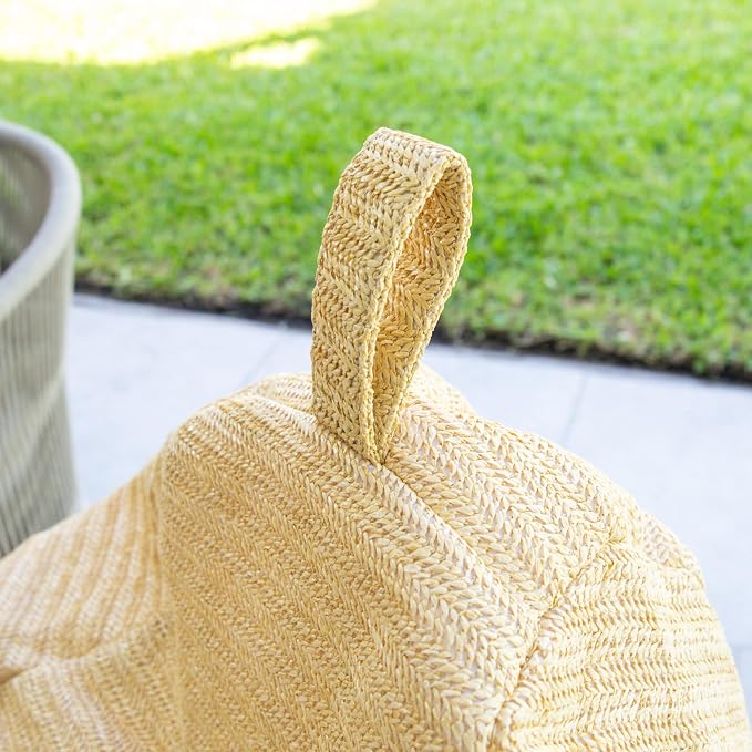 Big Joe Tuffet Weatherproof Bean Bag Chair, Natural Basket Weave, Breathable - Image 6