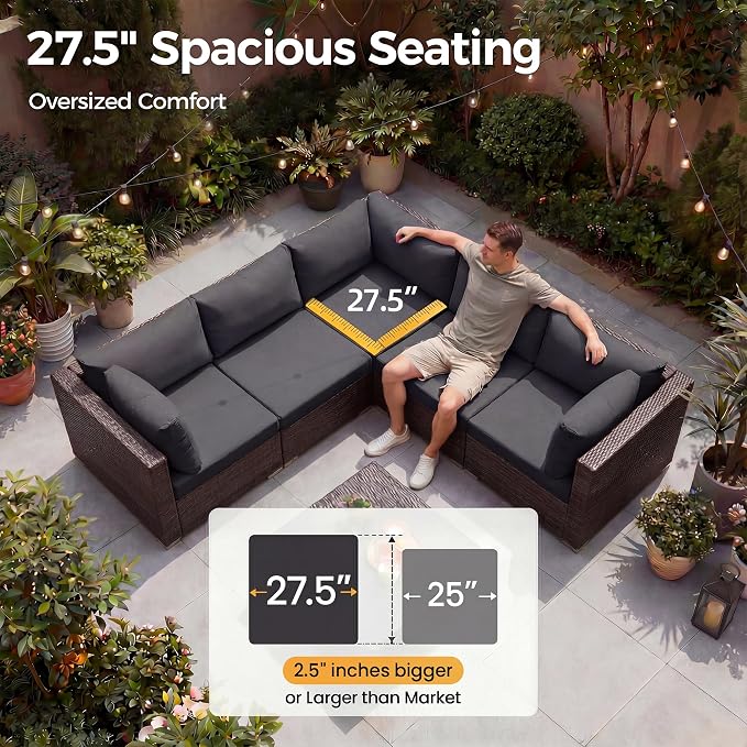 NICESOUL 8 Seater Modern Backyard Furniture Set, 29.3'' High Back Luxury Comfy - Image 5