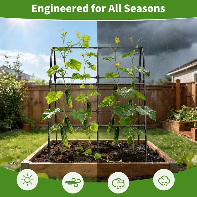 Cucumber Trellis for Raised Bed, U-Shape Garden Trellis for Climbing Plants - Image 6