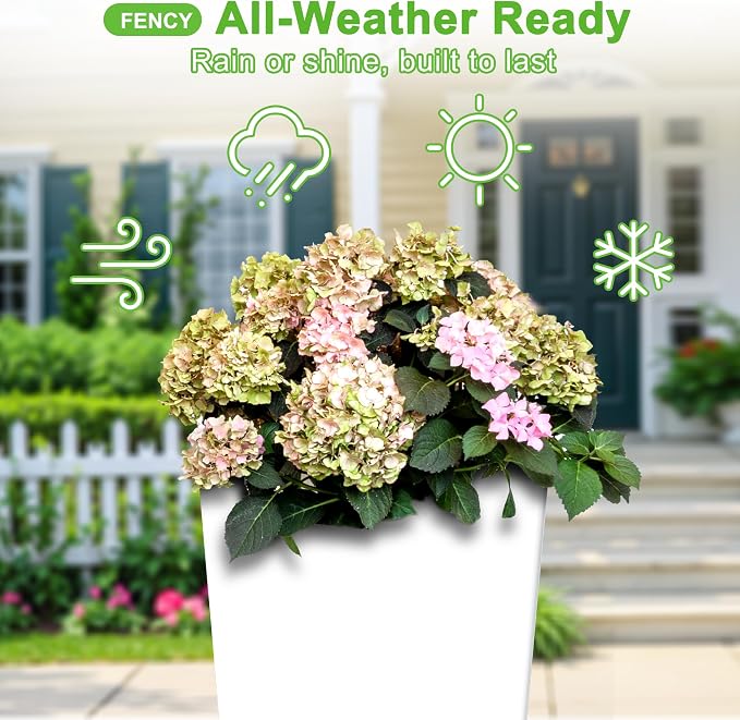 FENCY Set of 2 Tall Planters for Outdoor Plants, 24 Inch Large Tapered Pots - Image 4