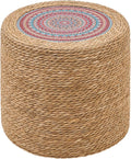 Handwoven Ottoman Pouf, Natural Seagrass Footstool, Round Braided Outdoor Seat by LGENHOOMHandwovenNaturalWaterHyacinthBasket