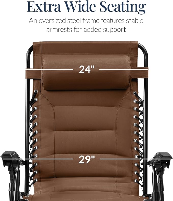 Best Choice Products Oversized Padded Zero Gravity Chair, Folding Outdoor Patio - Image 3