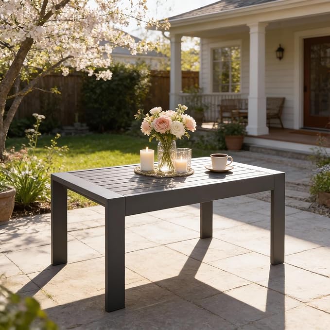 All-Weather Aluminum Outdoor Coffee Table, Modern Coffee Table by KisstheWaterPatioTool