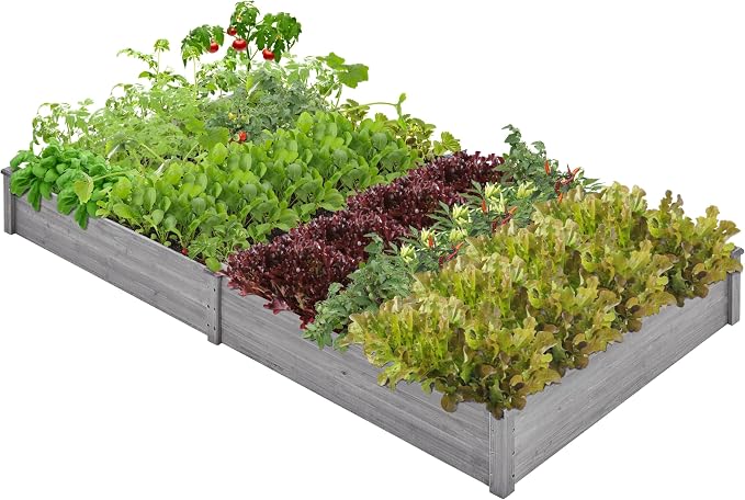 Yaheetech 8×4ft Wooden Horticulture Raised Garden Bed Divisible Elevated by Yaheetech