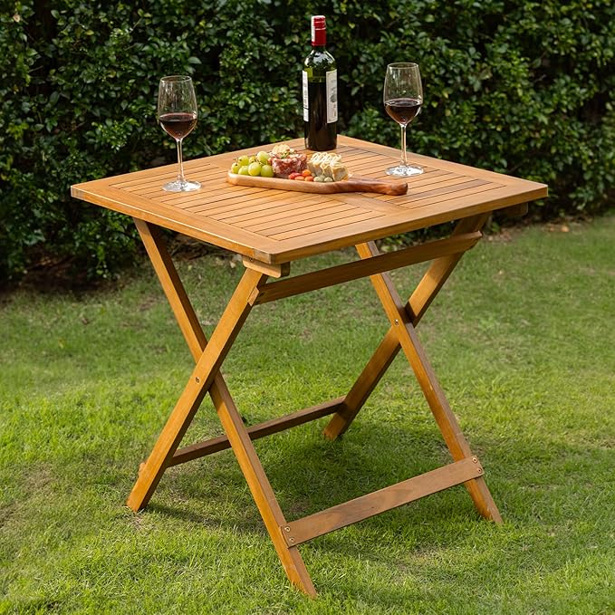IDZO Legolas FSC Acacia Wooden Folding Table, Heavy Duty 270lbs Capacity by Idzo