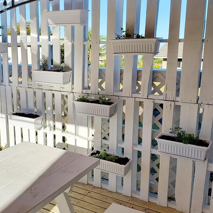 JOIKIT 6 Packs 17 Inch White Plastic Flower Window Boxes Planters - Image 6