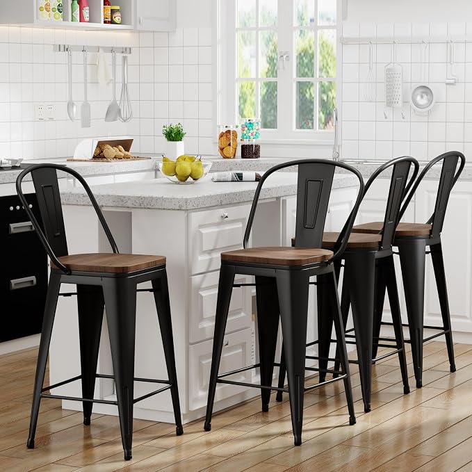 Yongqiang Barstools Set of 4 Counter Height Bar Stools by lightupyourlife