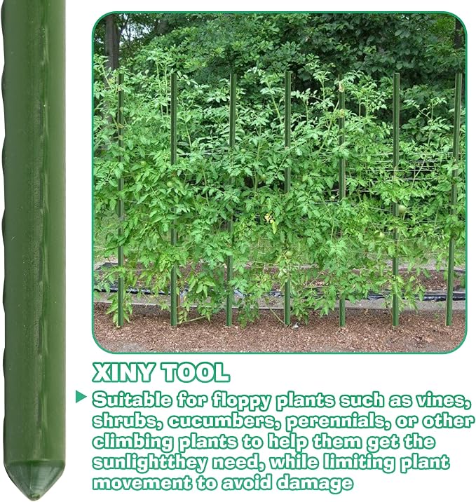 Xiny Tool Garden Stakes, 25 Pack Steel Plant Garden Tomato Stakes - Image 5