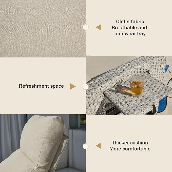 Outdoor Recliner Chairs Set of 2 Reclining Patio Chairs - Image 4