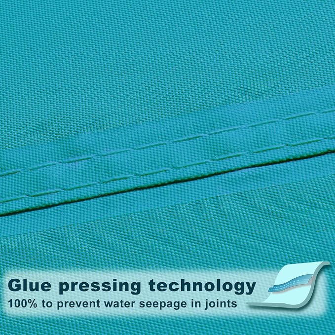 SUNNY GUARD Waterproof Sun Shade Sail 10' x 10' x 14' Turquoise Blue Triangle - Image 3