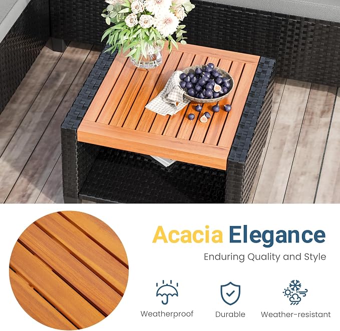 Wisteria Lane Small Patio Furniture Set, All-Weather PE Rattan Outdoor - Image 7