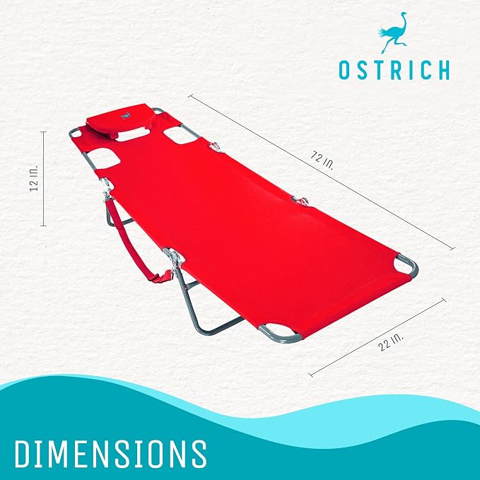 Ostrich The Original Chaise 72 x 22 Inch Lounge Portable Reclining Lounger - Image 3